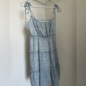 Amazon Blue and White Sundress with Adjustable Tie Straps